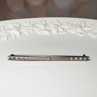 Art Deco Sterling Bar Brooch with Paste Stones