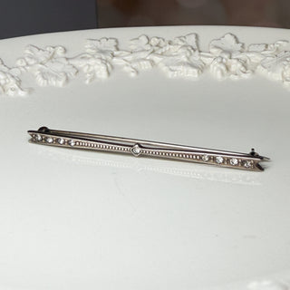Art Deco Sterling Bar Brooch with Paste Stones