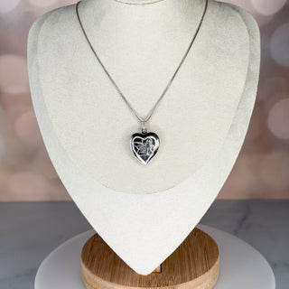 Convertible 4-Frame Sterling Heart-to-Clover Locket Necklace