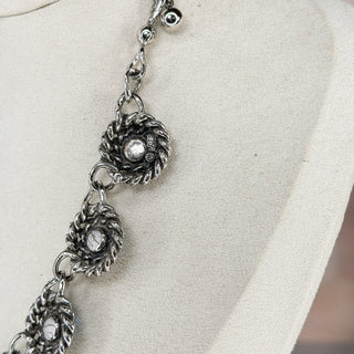 Mid-Century Blue Crystal Wreath Necklace