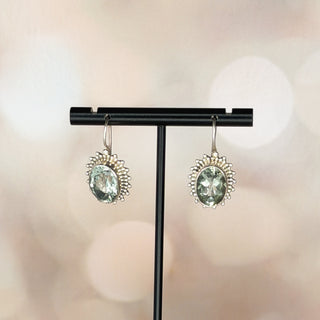 Sterling Green Amethyst Drop Earrings