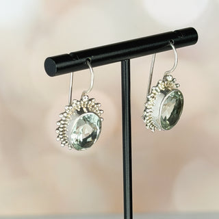 Sterling Green Amethyst Drop Earrings