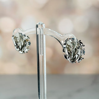 Rare Signed Trifari Blue Aurora Floral Earrings