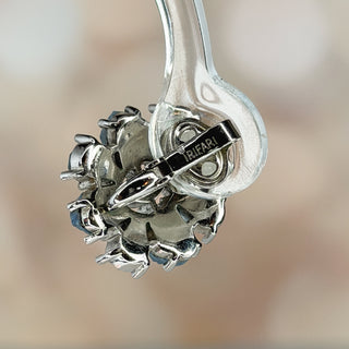 Rare Signed Trifari Blue Aurora Floral Earrings