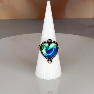 Sterling Heart-Shaped Chrysocolla Ring - 7