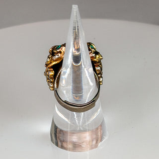 Rare Vintage Geisha Mask Ring with Rhinestones