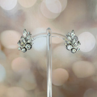 Trifari Rhinestone Leaf Earrings