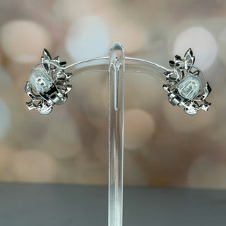 Trifari Rhinestone Leaf Earrings