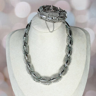 Trifari Silver Leaf Necklace & Bracelet Set
