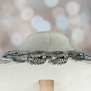 Trifari Silver Leaf Necklace & Bracelet Set