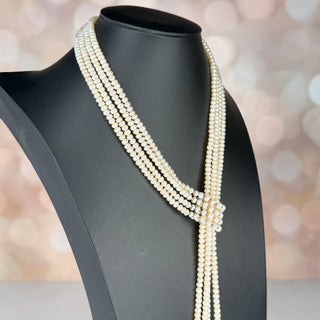 Multi-Strand Faux Pearl Lariat Necklace