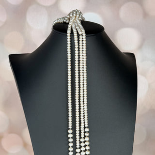 Multi-Strand Faux Pearl Lariat Necklace
