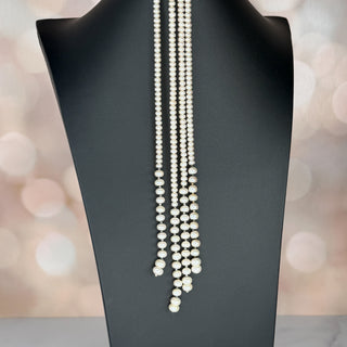 Multi-Strand Faux Pearl Lariat Necklace