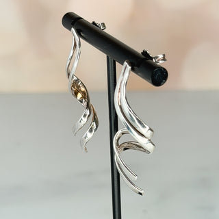 Sterling Modernist Spiral Hoop Earrings