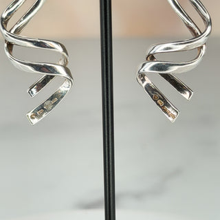 Sterling Modernist Spiral Hoop Earrings