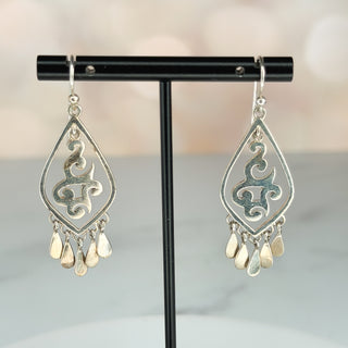Sterling Abstract Drop Earrings with Dangles