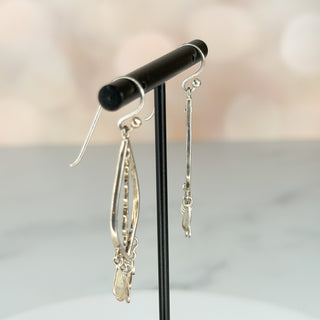 Sterling Abstract Drop Earrings with Dangles