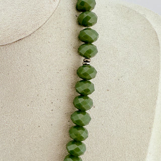 Buddha Charm Necklace with Green Gem Beads and Amber Heart