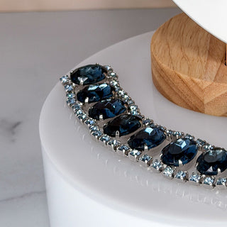 Vintage Sapphire Blue Rhinestone Parure (Necklace, Bracelet & Earrings)