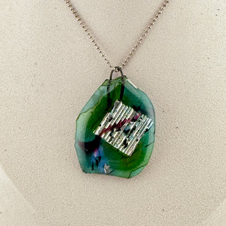 Sterling Silver Chain with Artisan Dichroic Glass Pendant