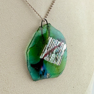 Sterling Silver Chain with Artisan Dichroic Glass Pendant