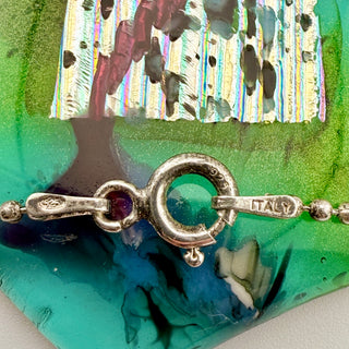 Sterling Silver Chain with Artisan Dichroic Glass Pendant