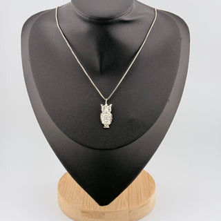 Sterling Silver Owl Pendant Necklace on 16 Inch Box Chain