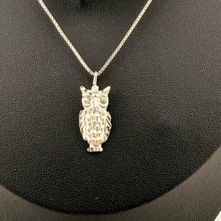 Sterling Silver Owl Pendant Necklace on 16 Inch Box Chain