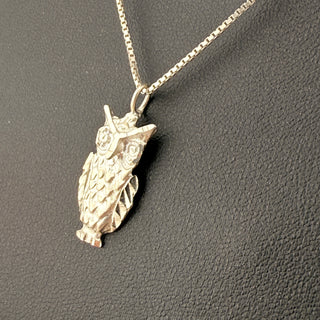 Sterling Silver Owl Pendant Necklace on 16 Inch Box Chain