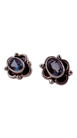 Sterling Silver Blue Topaz Post Earrings 6x8mm Oval Cut Gemstones