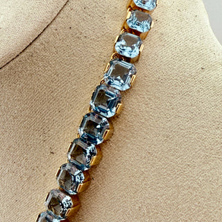 Vintage Henri Bendel Ice Blue Rivière Necklace with Goldtone Setting