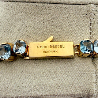 Vintage Henri Bendel Ice Blue Rivière Necklace with Goldtone Setting