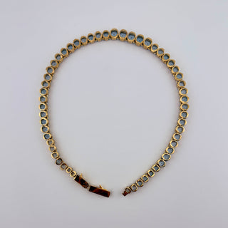 Vintage Henri Bendel Ice Blue Rivière Necklace with Goldtone Setting