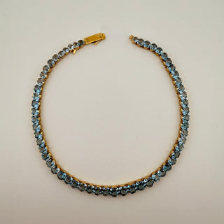 Vintage Henri Bendel Ice Blue Rivière Necklace with Goldtone Setting