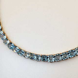 Vintage Henri Bendel Ice Blue Rivière Necklace with Goldtone Setting