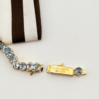 Vintage Henri Bendel Ice Blue Rivière Necklace with Goldtone Setting