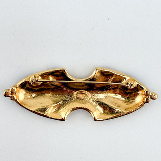Vintage Trifari Art Deco Revival Brooch with Black Enamel and Crystal Pave