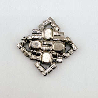 Unmarked Vintage Rhinestone Diamond-Shaped Brooch • Art Deco Style • 1.25”