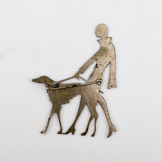 Vintage Art Deco-Style Flapper Brooch with Russian Wolfhound