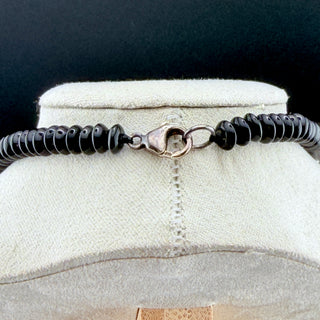 Vintage Sterling Silver Chunky Onyx And Faceted Smoky Quartz Beaded Necklace Art Deco Inspired 20 Inch Length