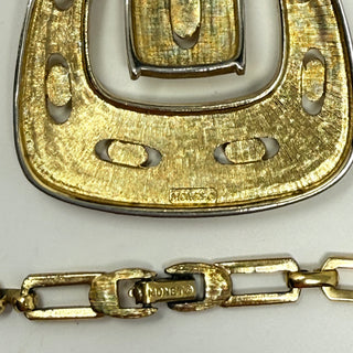 Vintage 1970s Monet Gold-Tone Link Necklace with Pendant