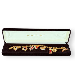 Vintage Danbury Mint Nautical Goldtone Enamel Crystal Bracelet