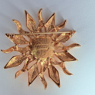 Vintage Monet Gold Tone Sun Brooch Pin