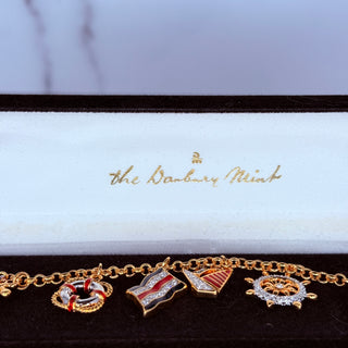 Vintage Danbury Mint Nautical Goldtone Enamel Crystal Bracelet