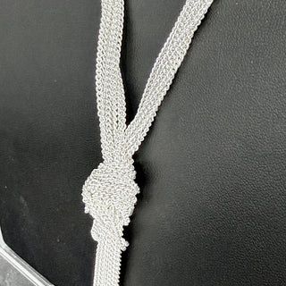 Vintage Multi-Chain Tassel Necklace 19 Inch Silvertone Elegant Layering Jewelry
