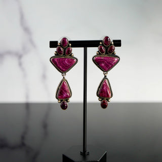 Vintage L. Ganado Navajo Purple Spiny Oyster Sterling Silver Statement Dangle Earrings by Reserved Grace