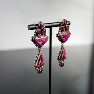 Vintage L. Ganado Navajo Purple Spiny Oyster Sterling Silver Statement Dangle Earrings by Reserved Grace