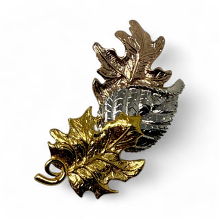 Avon Vintage Fall Leaves Gold Silver Bronze Tones Brooch Pin