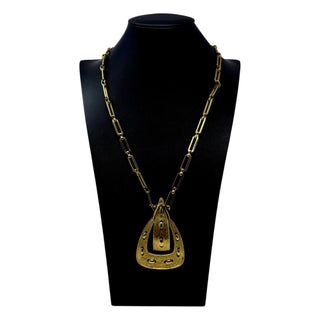 Vintage 1970s Monet Gold-Tone Link Necklace with Pendant