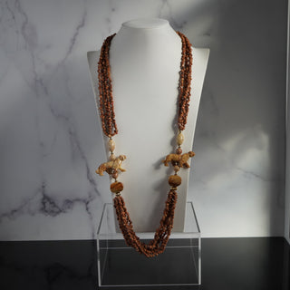 Vintage Multi-Strand Picture Jasper & Picasso Marble Hand-Carved Animal Pendant Necklace - Reserved Grace
